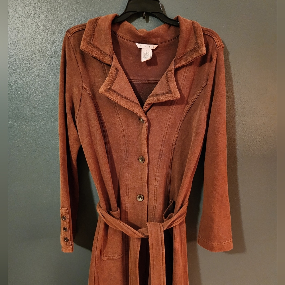 CAbi Brown Button Down Long Jacket With Belt Size… - image 2